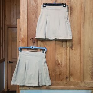 Gap Kids Khaki Adjustable Waist Uniform Pleated 2 Skirts Built-in Shorts 18 Slim